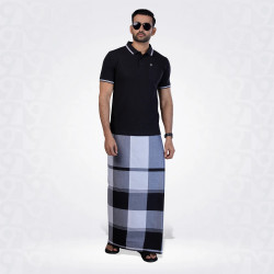 Black and White Matching Lungi with T- Shirt Combo