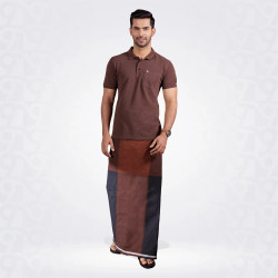 Brown Matching Lungi with T-Shirt Combo