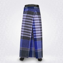 Handloom Lungi-Gulf Blue Charcoal Grey White Cotton 