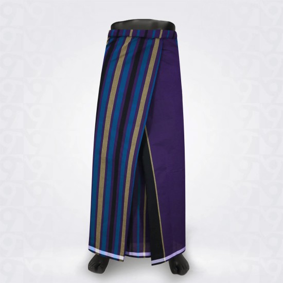 Purple Lemon Green Blue Black striped Cotton Lungi